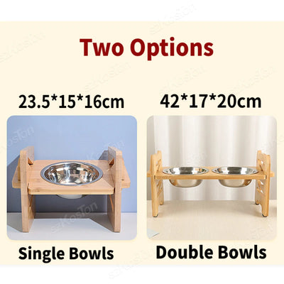 Elevated Bamboo Tilted Bowls